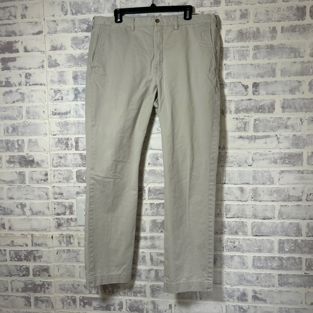 Polo Ralph Lauren Stretch Straight Fit Pants Mens 38x32 Khaki Beige Chino Preppy
